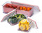 Lille Home Stackable Produce Saver, Organizer Bins/Storage Containers with Removable Drain Tray, Set of 3, for Refrigerators, Cabinets, Countertops and Pantry, BPA Free (Set of 3) (Pink)