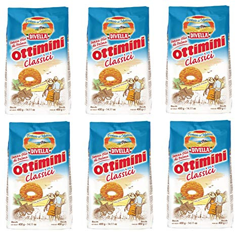 6x Divella Ottimini Classici Shortbread Kekse mit frischen Eiern 400g Biscuits Cookies italienische Kekse