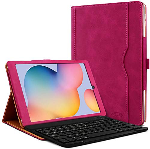 Étui Housse de Protection et Mode Support Horizontal Couleur Rose Fuschia avec Clavier Français Azerty Connection Bluetooth pour Tablette Samsung Galaxy Tab S6 Lite 10.4 P610