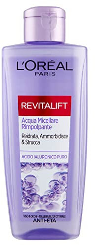 L'Oréal Paris Acqua Micellare Rimpolpante Revitalift Filler, Azione Detergente Anti-Età con Acido Ialuronico Puro, 200 ml