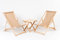 Merino Wool Set 2X Lounger + Table Traditional Line Liegestuhl Sonnenliege Klappbar, Gartenliege Rückenlehne verstellbar leicht klappbar Garten Balkon Strand Holzklappstühle Naturholz Lounger (Beige)