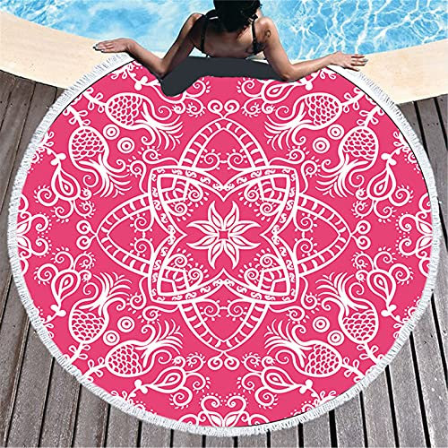 Mandala Boho Style Rundes Strandtuch 150cm, Super saugfähig und schnell trocknend, Tischdecke/Stranddecke/Yogamatte/Outdoor-Teppich/Picknickdecke