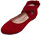 Feversole Women's Stretchy Elastic Ankle Straps Ballet Flats Shoes Red Suede Size 5 UK