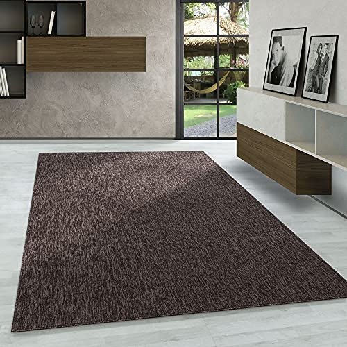 Carpetsale24 Teppich 280x370 cm Braun, Einfarbiger Kurzflor Schlingenteppich für sehr großes Wohnzimmer, Essbereich oder Loft, Modern, pflegeleicht & extra groß