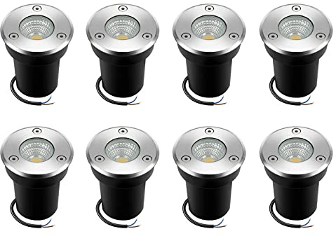 AWSAD Faretto a Pavimento da Esterno Rotondo 3W 12V/24V Low Voltage Paesaggio Faretti a Incasso Faretto Decorativo da Esterno LED COB Underground Path Light IP67 Impermeabile