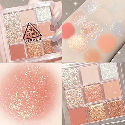 GDZTBS Fard À Paupières 9 Couleurs, Palette D'ombre À Paupières Mates Set De Paupières Brillante Paillettes Cosmétique Oculaire Étanche pour Femme, Fille