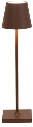 Zafferano, Poldina Micro Lampe, Kabellose, Wiederaufladbare Tischlampe mit Touch Control, Geeignet für Wohnzimmer und Außenbereich, Dimmer, 2200-3000 K, Höhe 27,5 cm, Farbe Corten