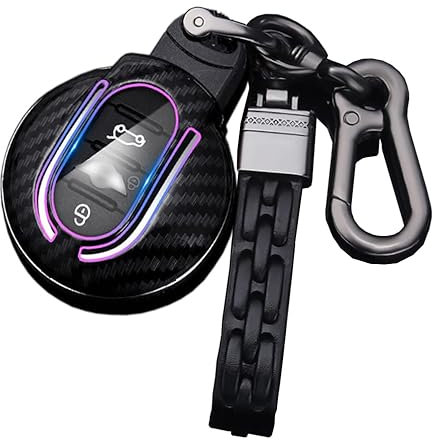 ontto Plastik Autoschlüssel Hülle Passt für Mini Cooper S D F55 F56 F57 F54 F60 JCW Clubman Countryman Fernbedienung Schlüsseletui Schlüsselanhänger Schlüsselhülle Schlüsseltasche -Kohlefaser schwarz
