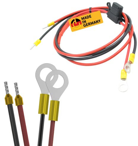 CAMPERPOWER | 1,2m Anschlusskabel für Laderegler I Verbindet Solarladeregler und Versorungsbatterie l M8 Batterieanschlussöse | 6mm² | inkl. 20A Sicherung | für Camper | MADE IN GERMANY​