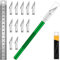 Artcut Cutter Di Precisione 12 Pz Taglierino Di Precisione, 1 Pz Bisturi con 10 Lame Taglierino, 1 Righello, Bisturi Modellismo Taglierino Mini Cutter, Bisturi per Pane (Verde)