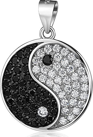 Materia Yin Yang Anhänger Silber 925 - Zirkonia Kettenanhänger Damen KA-509