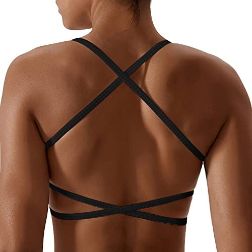Litthing Reggiseno Sportivo da Donna Cinghie Incrociate Bralette Fitness Schiena Scoperta Bra Senza Ferretto Crop Top Sexy per Donna da Allenamento Yoga Ginnastica