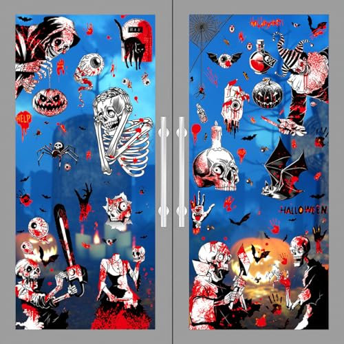 Lets Joy Halloween Fensterbilder, 4 Blatt Halloween Fensteraufkleber Set, Halloween Fenster Aufkleber, Halloween Fensterdeko Statisch, Halloween Aufkleber Wandaufkleber, Halloween Party Dekorationen