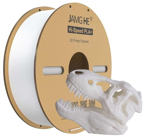 JAMG HE High Speed PLA+ Filament, 1.75mm 1kg Hi-Speed PLA+ 3D Printer Filament ± 0.01 Dimensional Accuracy 3D Printing Filament Cardboard Spool Fits for Most FDM 3D Printers (1kg, White)