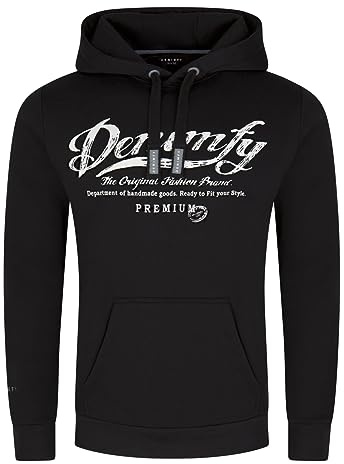 DENIMFY Hoodie Herren Regular Fit DFArno Kapuzenpullover Pullover Print | Beige Grün Blau Navy Schwarz Grau S M L XL XXL 3XL 4XL 5XL