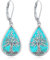 Eusense Pendientes Árbol de la Vida Plata de Ley 925 Con Turquesa - Colgantes Gota de Agua - Joyería Regalo para Mujeres y Niñas