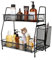 ManGotree Organisateur de comptoir de salle de bain, rack de stockage d'épices à 2 niveaux, organisateur de meuble-lavabo avec étagère de comptoir pour panier de produits de toilette (noir)