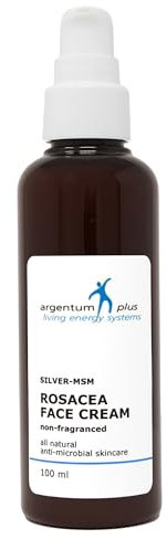 argentum plus - Silber-MSM Rosacea Gesichtscreme 100 ml | Leichte, nicht parfümierte Feuchtigkeitscreme für Rosacea und zu Rötungen neigende Haut