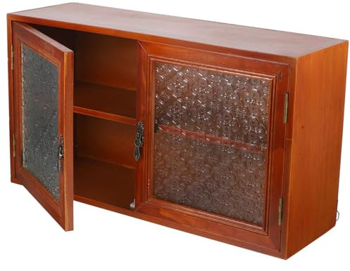 Veemoon Küchenschränke Doppelstöckiger Thekenschrank Kleiner Schrank Mit Türen Brillen-Organizer-Schrank Brotkasten Aus Holz Geschirrschrank Mini-brotkasten Tasse Holztheke Glas Büro