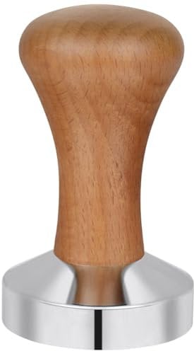 Vicloon Kaffee Tamper,Tamper 51mm mit Holzgriff,kaffeestempel Edelstahl,Espresso Tamper, Solid Heavy, Barista Style-Dunkelbraun
