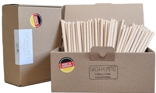 NACHHALMTIG Strohhalme Trinkhalme Papier braun kurz 8mm x 145mm 250 Stück MADE IN GERMANY hitzebeständig bis 70°C ideal für warme Getränke, Aperol, Cocktails, und Smoothies.