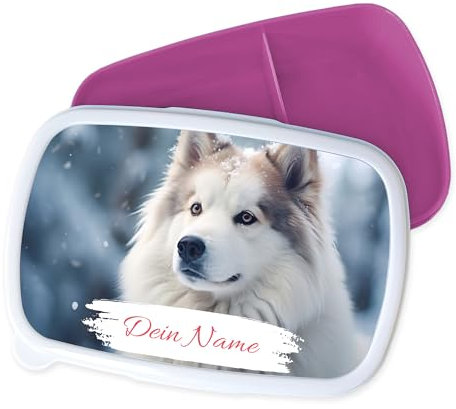 GRAZDesign Personalisierte Kinder Brotdose Wolf mit Namen für Jungen und Mädchen Geschenk zur Einschulung Weihnachten - pink
