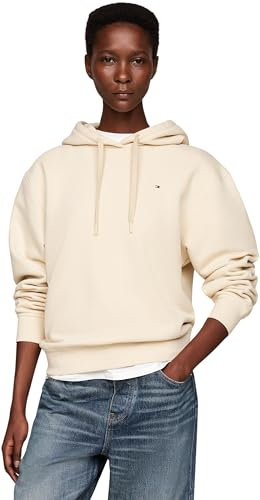 Tommy Hilfiger Damen Hoodie Flag On Chest mit Kapuze, Beige (Country Ivory), L