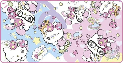 Konix Hello Kitty Gaming-Mauspad XXL 90 x 46 cm - rutschfeste Mikrofaser-Oberfläche - Gummi