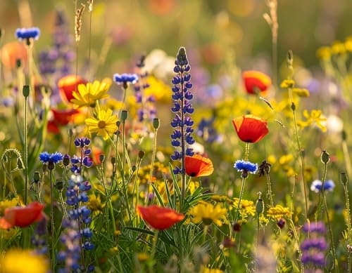 Veitshöchheimer Bienenweide - Mischung 65 Sorten Wildkräuter Wildflower - Mehrjährige Saat – Blühmischung für Blumenwiese – Insektenfreundliche Blumensamen Bienen - deutsche Samen Pflanzen (1.000 m²)