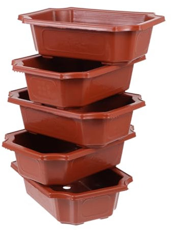 OFFSCH 5piezas Macetas De Plástico Decorativas para Jardinería para Plantas Suculentas y Bonsáis Diseño Moderno y Elegante Moderado para Interiores y Exteriores