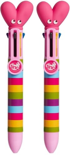 Tinc Multicolour Retractable Ballpoint Pen 6-in-1 Colour Ballpoint Pens for School Office Home | Heart (MLTCLKHR) (Pack of 2)