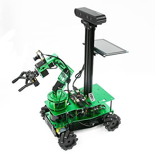 Yahboom Raspberry Pi 5 Robot for AI Research Adults Python Programming ROS 6-DOF Robotic Arm Aluminum Alloy Chassis Smart Robot Kit 3D Mapping Project Research for College Students with Pi5(16G)