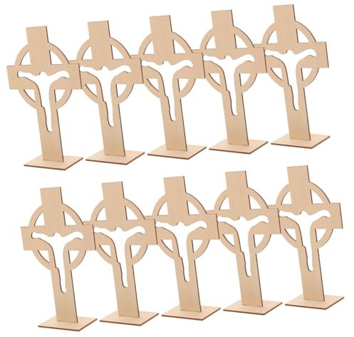 Lurrose 10stücke Holz Kreuz Ornament Dekorative Holzfigur Für Tisch Und Wohnung Rustikale Stehende Kreuze Aus Natürlichem Holz Kompakte Deko Für Zuhause Und Büro
