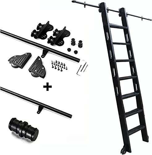 WLCNYL Rollleiter-Gleitschienen-Hardware-Kit, 2 m, 3 m, 4 m, 6 m | Gleitleiterschiene, Schiebetür-Hardware-Kit für Bibliotheksleiter, Schrankset, Rollensystem (ohne Leiter)