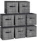 SONGMICS Storage Cubes, 30 cm Non-Woven Fabric Bins with Double Handles, Set of 8, Wardrobe Organisers for Shelves, Foldable, for Clothes, Ink Black ROB830B01