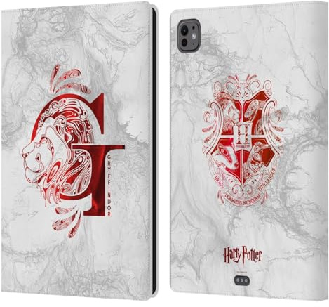 Head Case Designs Officially Licensed Harry Potter Gryffindor Aguamenti Deathly Hallows IX Leather Wallet Case Compatible With Apple iPad Pro 11 M4/M5 2024/2025
