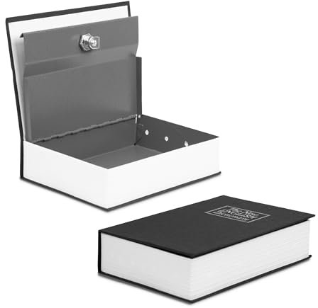 TIENDA EURASIA – Caja Caudales en Forma de Libro | Cerradura con 2 Llaves | 15.5 x 5.5 x 24 cm | Acero Aleado | Caja de Seguridad para Billetes y Monedas | Negro | Caja Caudales