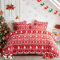 Freyamy Weihnachts Bettwäsche Set 135x200cm Rot Weiß Weihnachtselch Bettwaren-Sets Junge Mädchen Weihnachtsmotive Deckenbezug Mikrofaser Kinder Bettbezug mit Reißverschluss und Kissenbezug 80x80cm