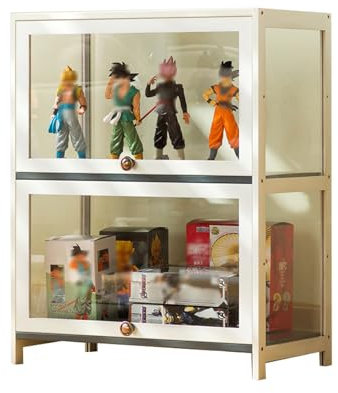 errtsdb 60x33x73cm vitrine Glas, 2 Schicht vitrinenschrank, vitrine glasvitrine stehend vitrinenschrank Wohnzimmer vitrine acryl für Schlafzimme Eckvitrine, Weiß/Von Allen Seiten transparent