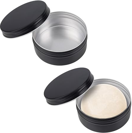 Linkidea 2 Pack Large Aluminum Shaving Soap Tin with Screw Lid, 3.9 Oversized Travel Case for Extra-Large Shaving Soap Pucks up to 3.7 Inner Diameter (Black)