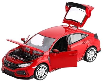 Druckgussfahrzeuge Motorfahrzeuge 1:24 Simulationsautomodell Aus Zinkdruckgusslegierung, Geeignet for Die Sammlungsanzeige for Honda Civic Type-R Fertiges Modellauto(Red)