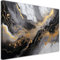 Feeby Leinwandbilder - Deko Bilder - Abstrakt Marmor Gold Schwarz - Canvas 120x80 cm XXL 1tlg- Wandbilder Schlafzimmer - Aesthetic Room Decor - Modern Wanddeko - Bild auf Leinwand - Fertig Gespannd