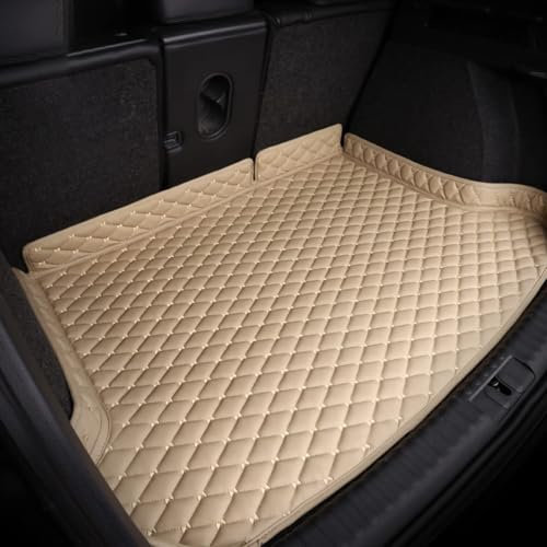 HONEHOY Coche Cuero Alfombrillas Maletero, para Audi Q7 Seven-Seater 2006-2015 (no guardrail on The Left) Tronco Bandeja Protectora, Maletero Antideslizante Alfombra,C-High-Sided Version