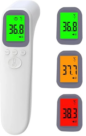 Stirnthermometer, digitales Thermometer für Erwachsene und Kinder mit LCD-Hintergrundbeleuchtungsanzeige, 32 Speicher, berührungsloses Infrarot-Temperaturthermometer für Körper/Objekte
