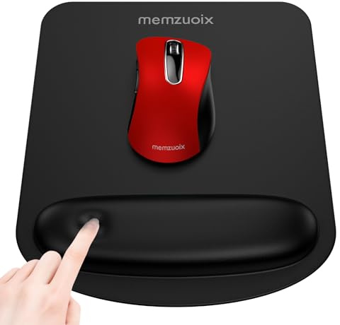 Ergonomic Mouse Pad with Wrist Rest Support,Premium Memory Foam Cushioning for Pain Relief, Non-Slip PU Base for Stable Smooth Control - Perfect for Laptop, Computer, and Home Office (Matte Black)