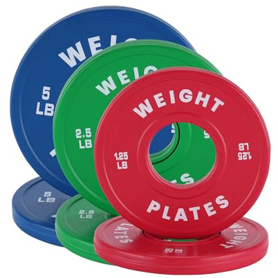 Fractional Weight Plates 1.25LB 2.5LB 5LB Set - 2 Inch Rubber Coated Strength Training & Barbell Lifting Bumper Plates for Gym, Home