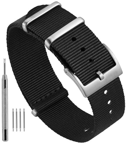Ayadoo Uhrenarmband, einteilige Nylon-Ersatz-Uhrenbänder für Männer und Frauen, Bundbreite 18mm, 20mm, 22mm