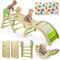 7-in-1 Montessori Kletterdreieck Set mit Rutsche, Kletterbogen & weichem Kissen – Holz Klettergerüst für Babys & Kleinkinder ab 1–3 Jahre, Indoor Spielgerät, faltbar & sicher (Dinosaur)