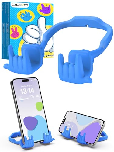 Cadeaux Homme Femme Garcon Fille Ans Noel: Support Telephone Faire le Signe Rock Support Téléphone Bureau Réglable pour Bureau Enfants Adultes Cadeaux idées Gadgets Cool pour Noël Anniversaire (bleu)