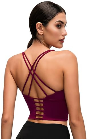Dmwhsy Sport BH Damen Crossback Fitness Yoga Bra Gepolstert | Push up, Gekreuztem Rücken, Ohne Buegel, Atmungsaktiv, Dehnbar, mittlere Unterstützung, Fitness Yoga Workout